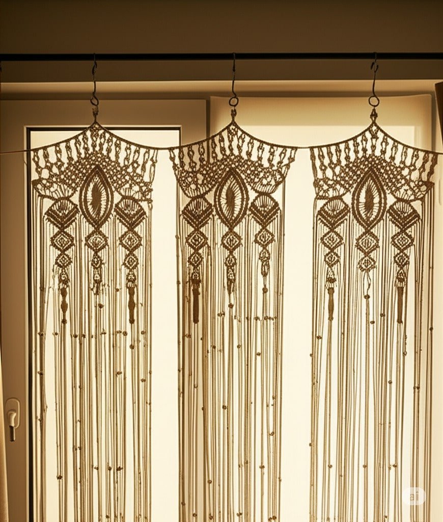 Macramé rideau - Voilage Bohème - Mafrenesiedecoration
