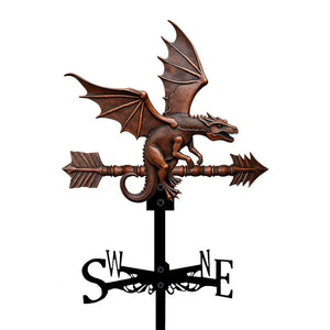 Girouette originale de jardin en métal : silhouette de dragon mythique avec finition vintage pour décoration de toiture.