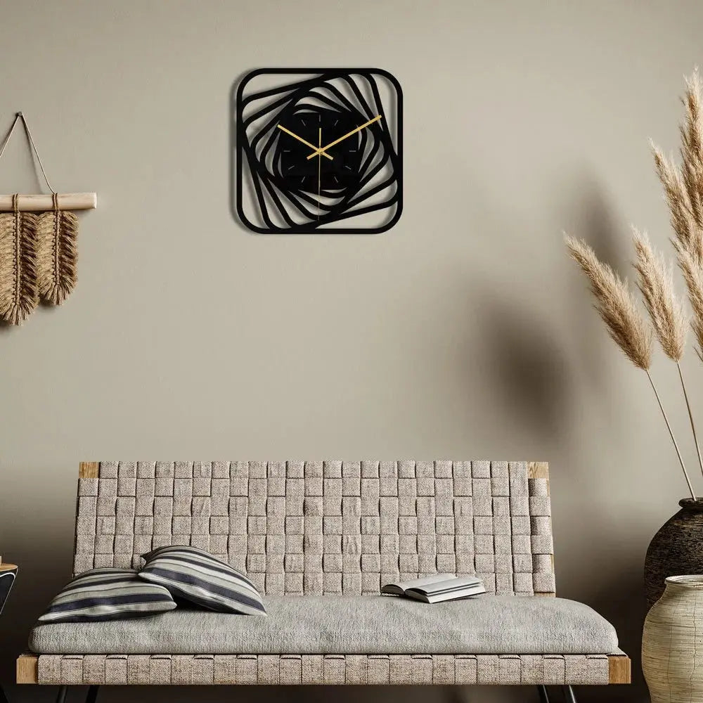 Horloge Murale Noire Acrylique Ajouree Motif Floral | Quartz Silencieuse Nordique 30cm - Mafrenesiedecoration