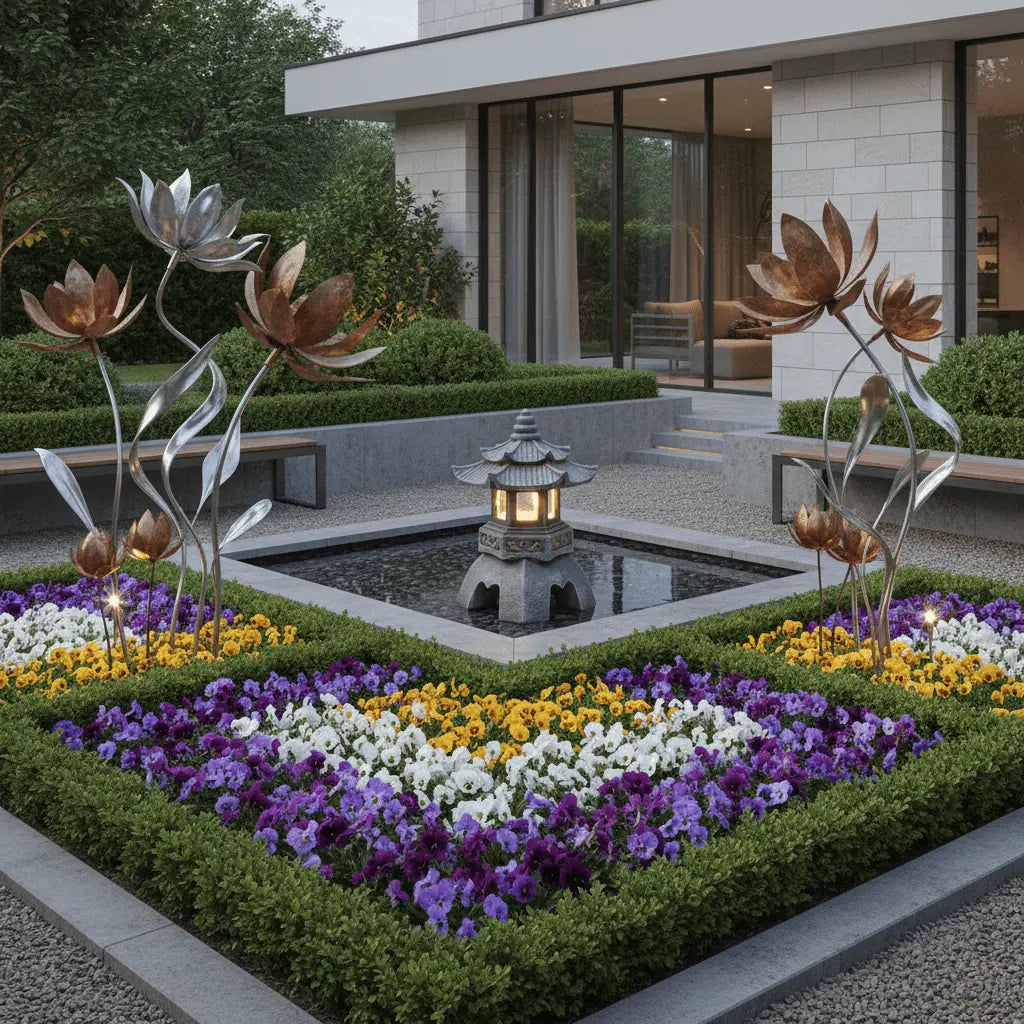 Jardin architectural décoration jardin Lantern design dialogue art nature composition paysagère sophistiquée