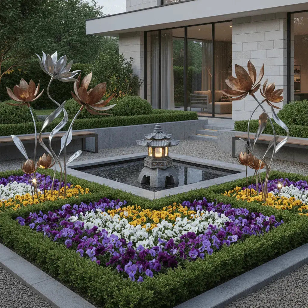 Jardin architectural décoration jardin Lantern design dialogue art nature composition paysagère sophistiquée