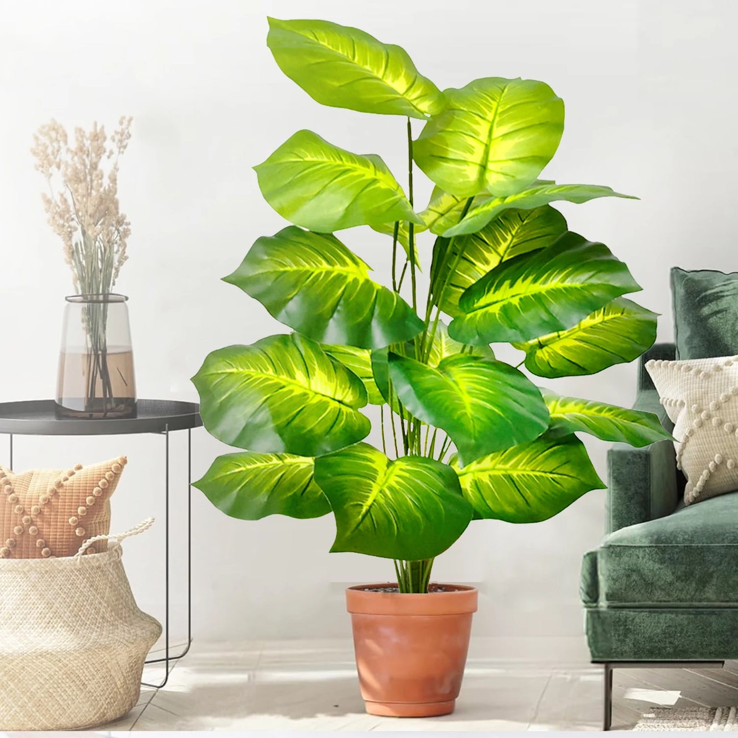 Installation facile plante artificielle haut de gamme déballage simple impact immédiat verdure instantanée