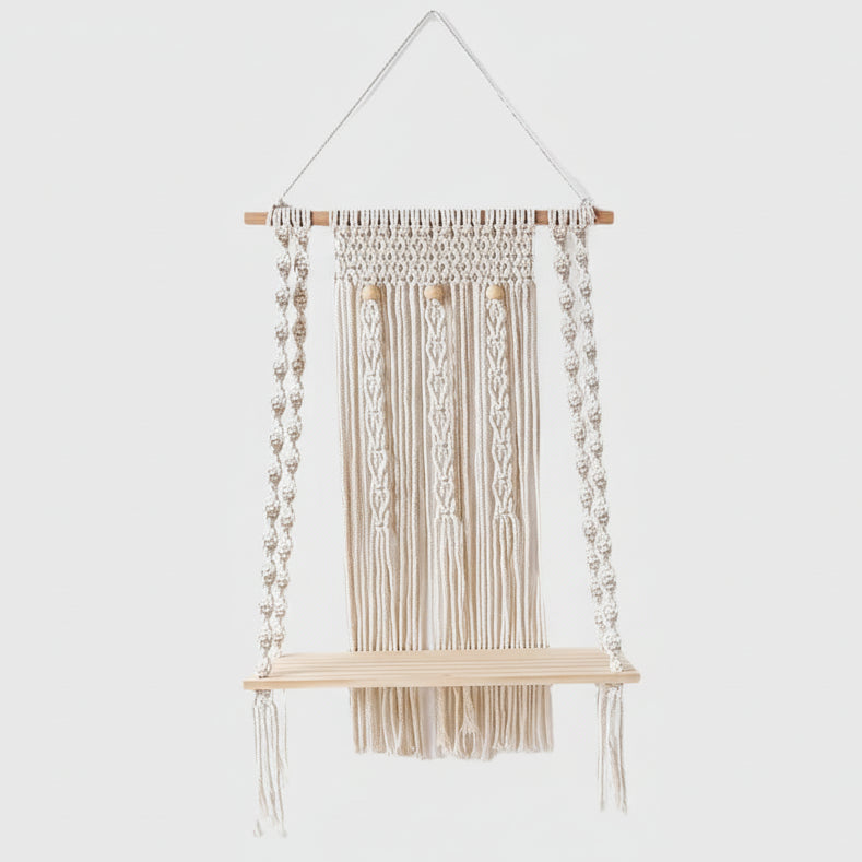 Macramé mural moderne cadeau design contemporain crémaillère mariage minimaliste artisanal raffiné