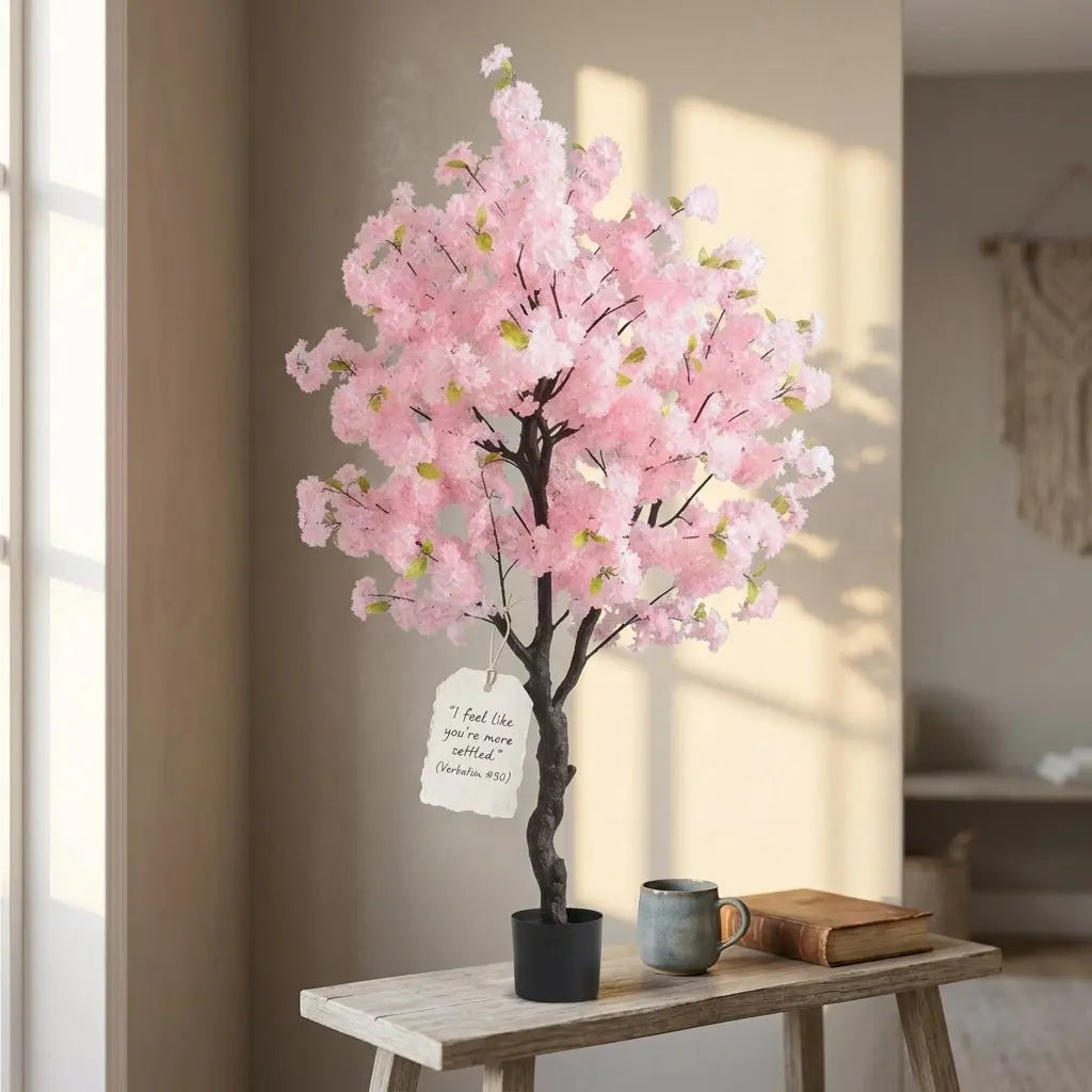 Plante artificielle haut de gamme luxe Cerisier Rose, disponible en 100cm, 120cm et 150cm pour s'adapter à chaque espace de vie.
