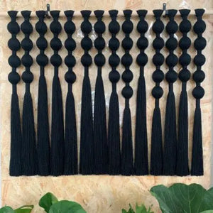 Rideau en macramé noir Aura Noire, coton fait main style bohème chic