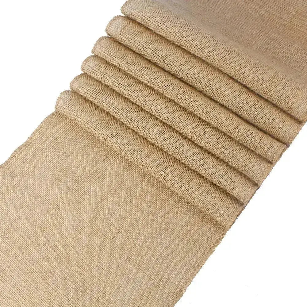 Chemin de table jute 30x240cm table réception bois naturel