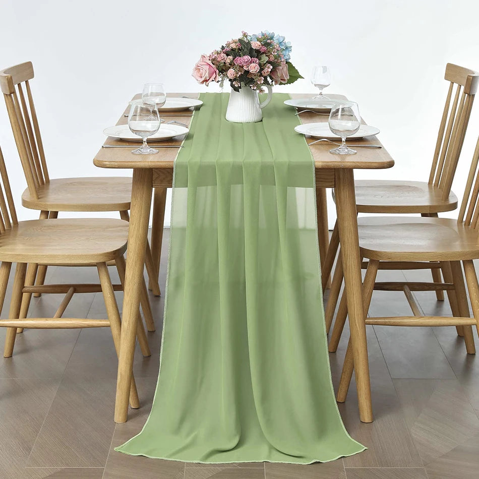 Chemin de table noir chiffon léger semi-transparent table moderne