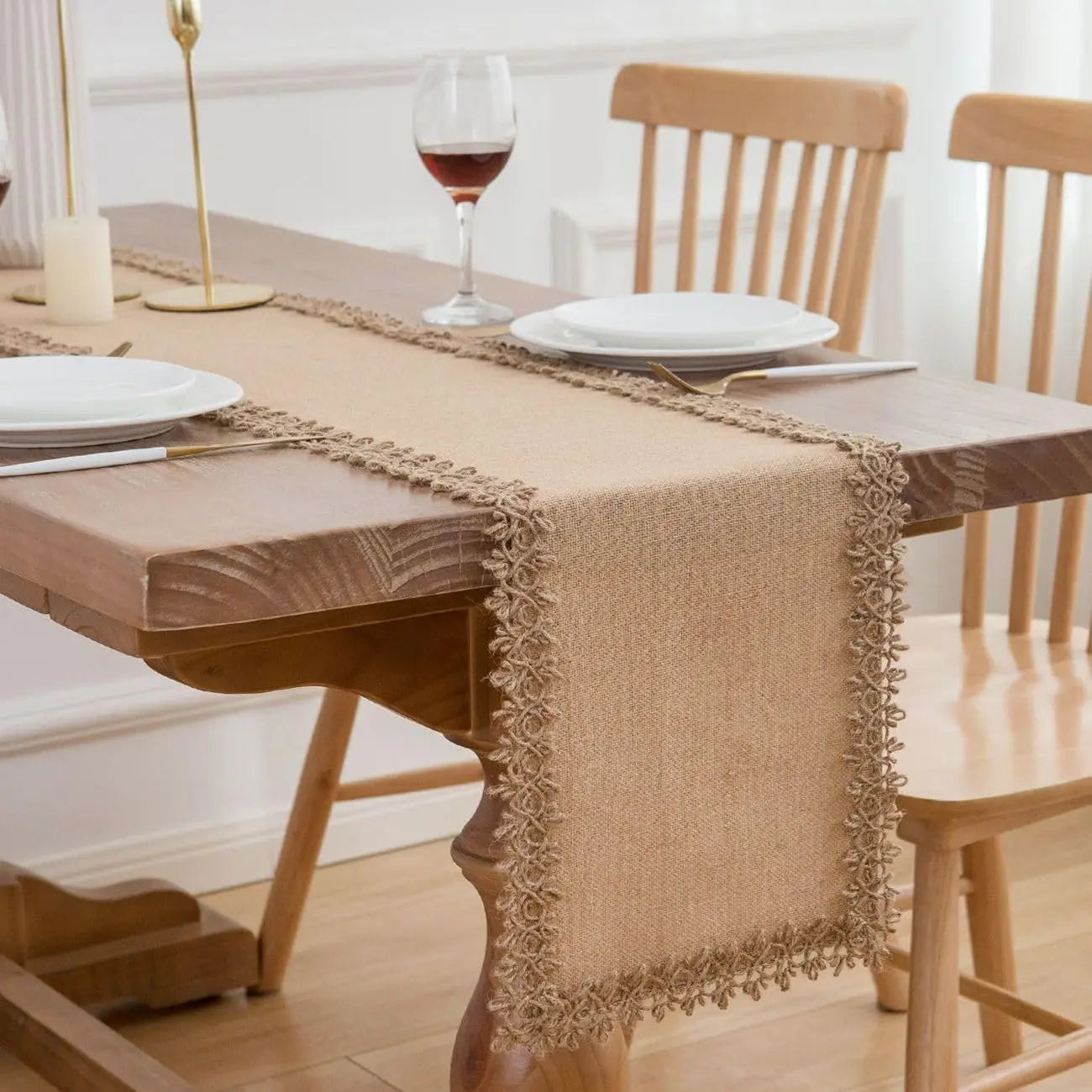 Chemin de table toile jute bords cousus résistant qualité