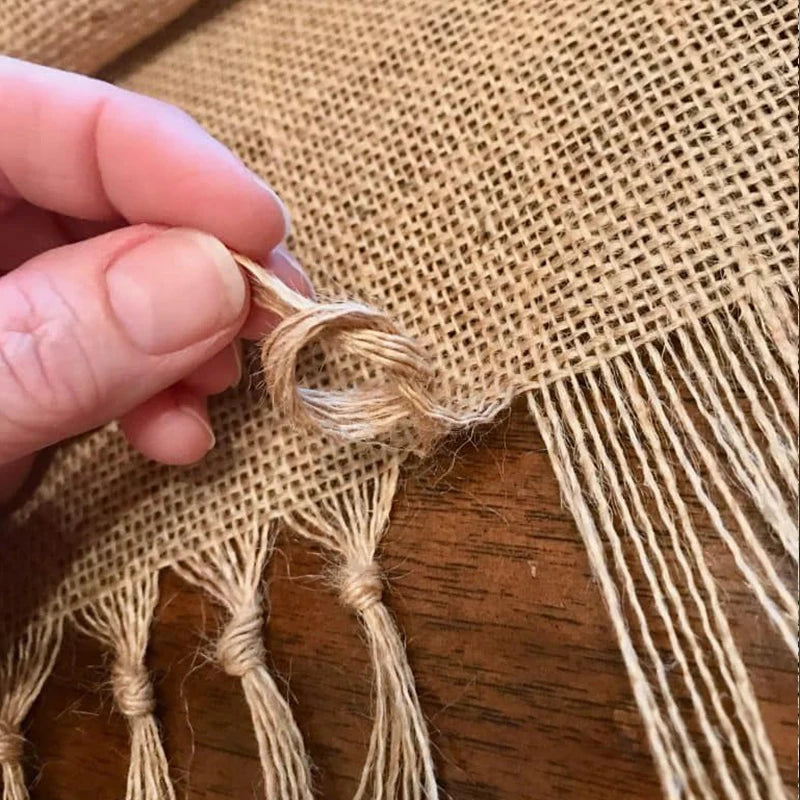 Chemin de table jute franges toutes saisons Noël automne mariage
