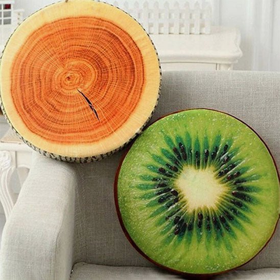 Coussin Rond Décoratif Fruits 37cm - Peluche Microfibre - Mafrenesiedecoration