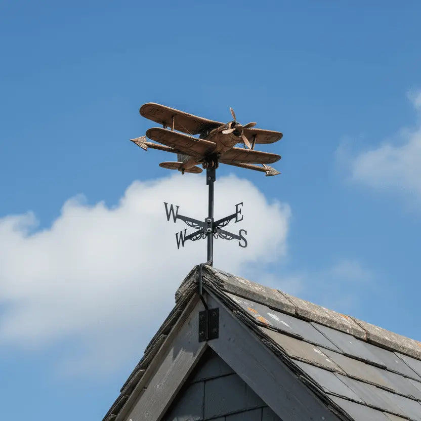 Girouette original avion installée sur toiture maison - ornement aviation vintage 1,5kg