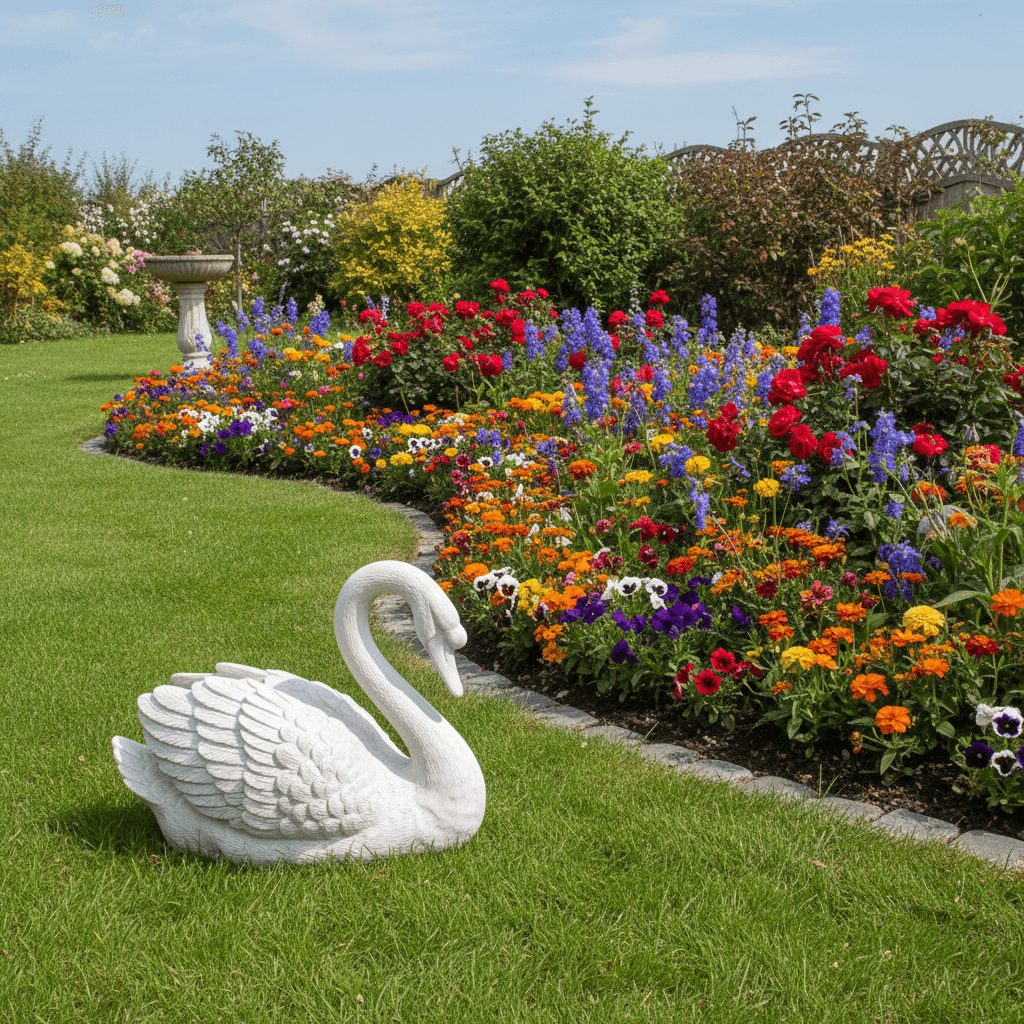 Décoration pour extérieur cygne résine pelouse massif fleurs jardin polyvalent terrestre