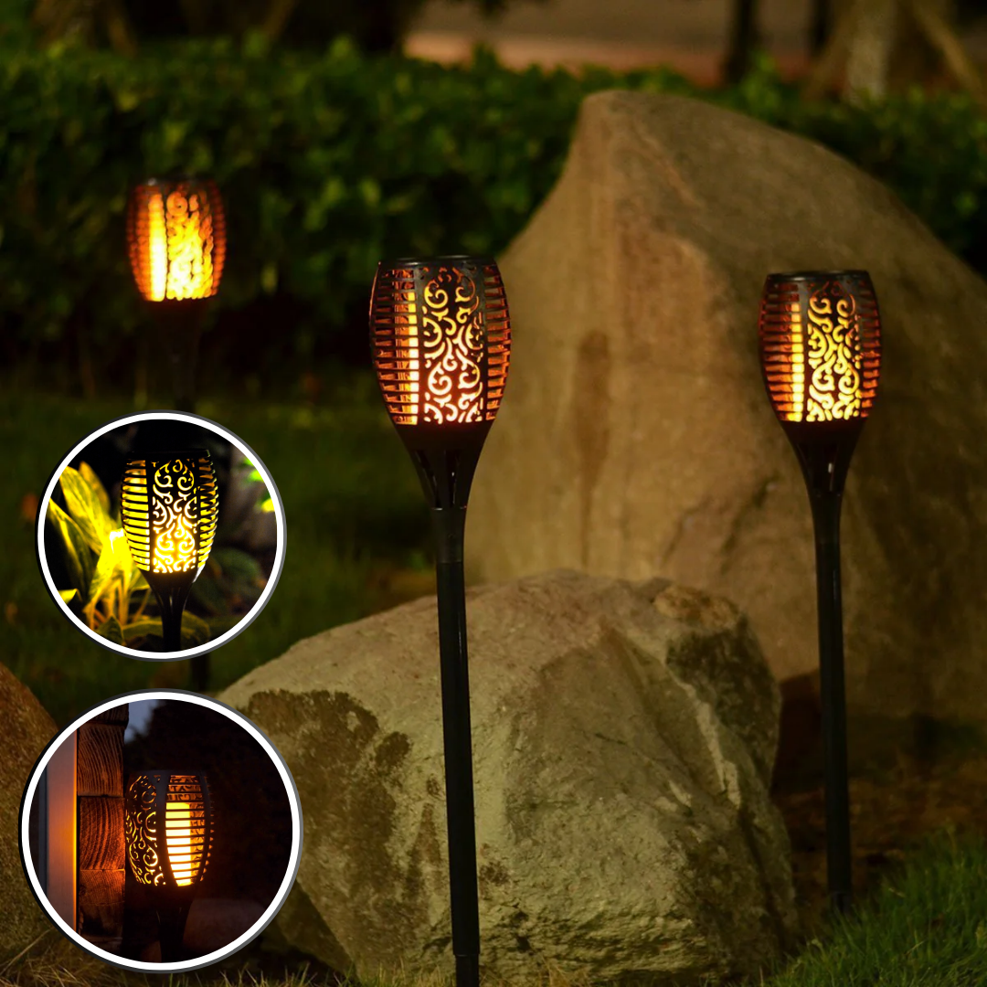lampe-solaire-jardin-haut-de-gamme-torche-jaune