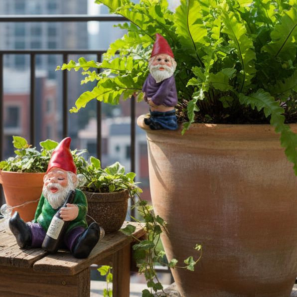 Nain de jardin drole polyvalent - S'adapte à tous vos espaces: balcon, terrasse, pot de fleurs, intérieur et extérieur, cadeau original