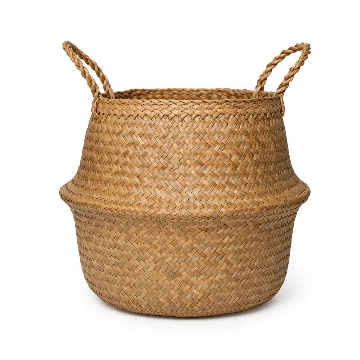 Panier en Jonc de Mer à Pompons | Cache-Pot Bohème Pliable 22 à 32cm