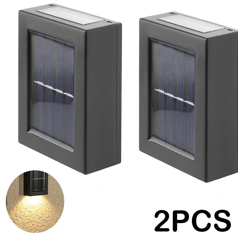 2 Petite Lampe solaire jardin haut de gamme rectangulaire noire pour jardin, éclairage extérieur.