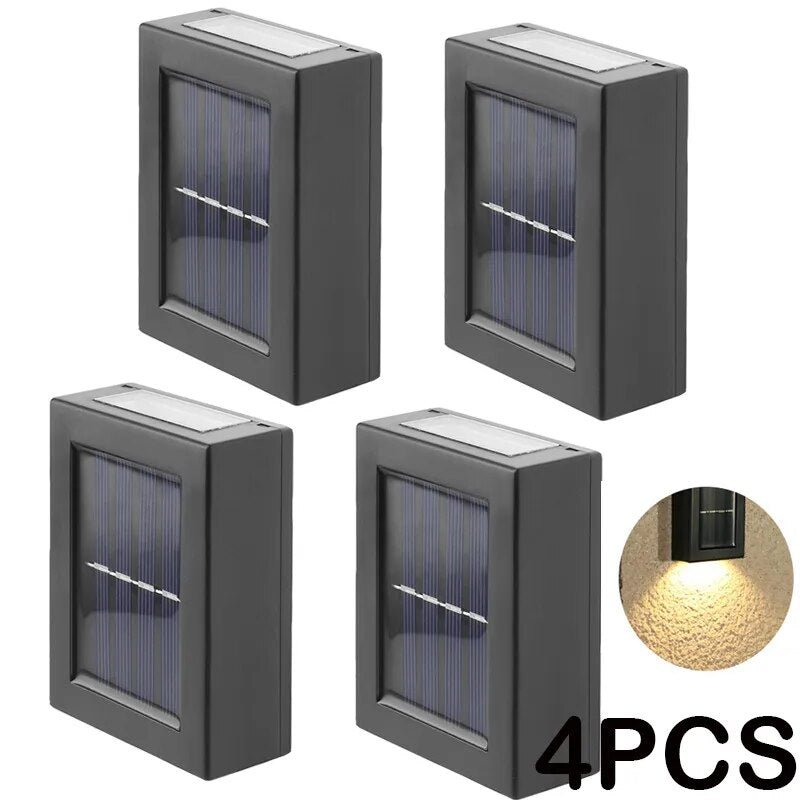 4 Petite Lampe solaire jardin haut de gamme rectangulaire noire pour jardin, éclairage extérieur.