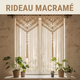 Rideau macramé bohème artisanal pour fenêtre — voilage naturel en coton