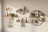 Étagères murales en bois naturel avec décoration bohème — rangement élégant et fonctionnel
