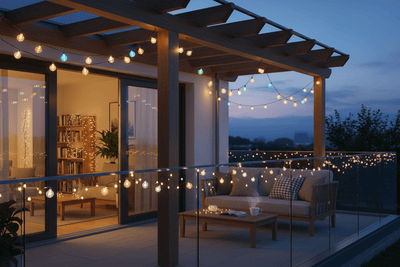  "Guirlande lumineuse LED RGB connectée WiFi créant ambiance chaleureuse terrasse et intérieur"