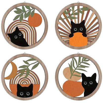 Decoration Murale Bois 20x20cm - 4 Pièces Soleil Bohème - Mafrenesiedecoration