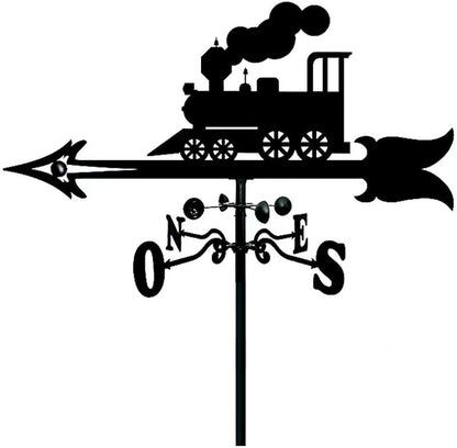 La Girouette de jardin-Galion est une charmante girouette de jardin en forme de train, comportant une flèche pointant vers la droite et les lettres de la boussole N, E, S, W. La silhouette du train traîne élégamment la fumée de sa cheminée, ce qui en fait une décoration extérieure parfaite.