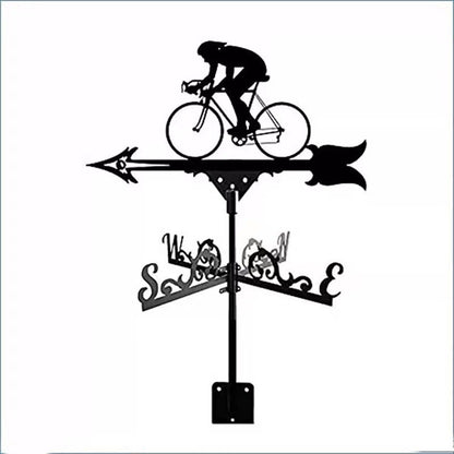La Girouette de jardin-Galion est une girouette en forme de cycliste sur un vélo, avec des indicateurs de direction ornés pour le Nord, le Sud, l'Est et l'Ouest, ce qui en fait une décoration extérieure exquise.