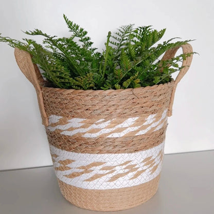 Cache-pot herbe marine coloris Fancy losanges noirs taille 22 cm