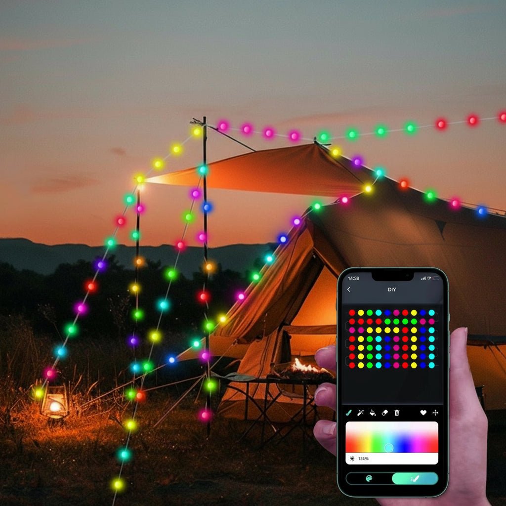 Boule lumineuse Guirlande LED multicolore, USB, télécommande et application.