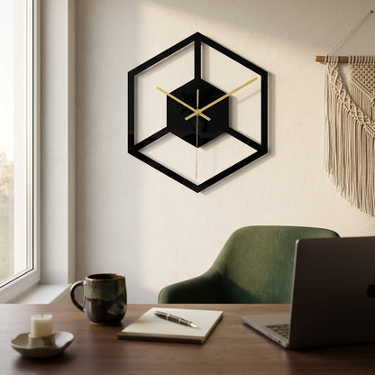 Horloge murale noire ajourée acrylique — cadeau déco moderne, livraison France 6–9 jours.