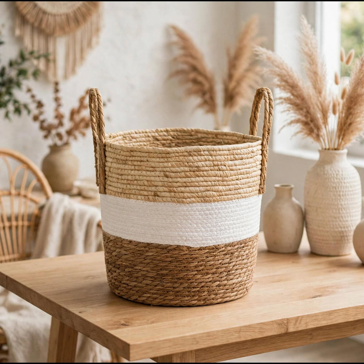 Cache-pot design avec large bande blanche