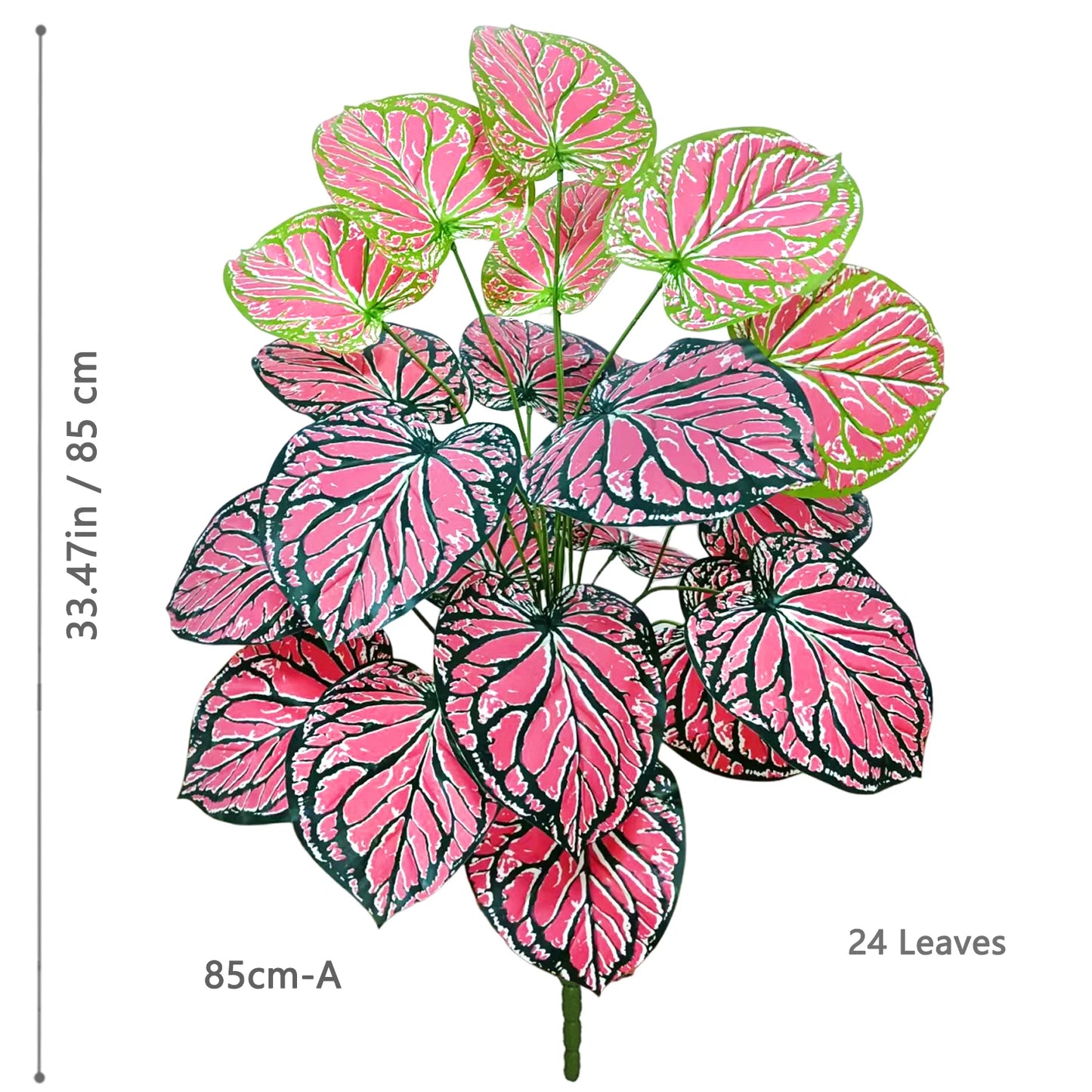 Plante artificielle  balcon Caladium rose et verte, pour décor de balcon.
