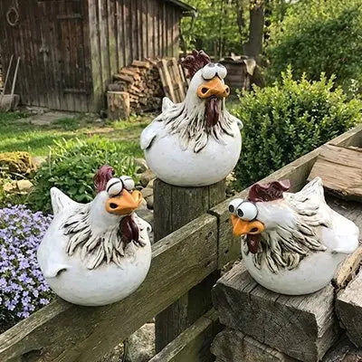 Collection basse-cour miniature décoration jardin poule résine scène champêtre vivante rustique