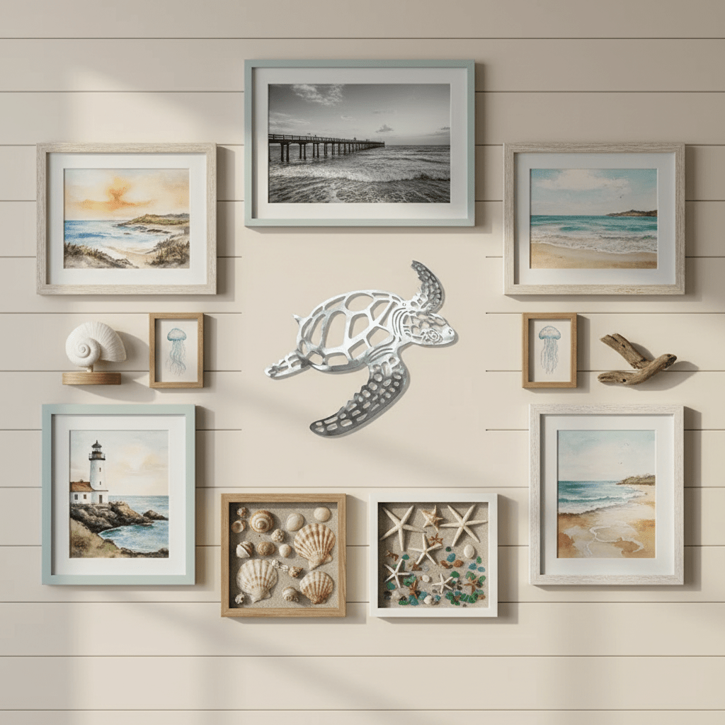 Composition murale côtière avec décoration murale marine comme pièce centrale océan