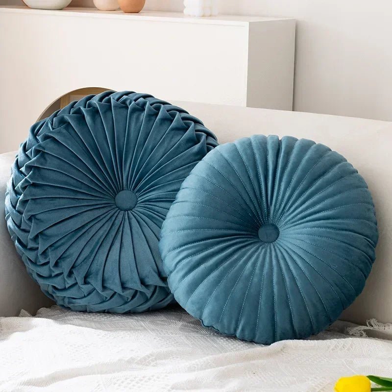 Coussin canapé décoratif velours plissé 41cm, ambiance décoration intérieure