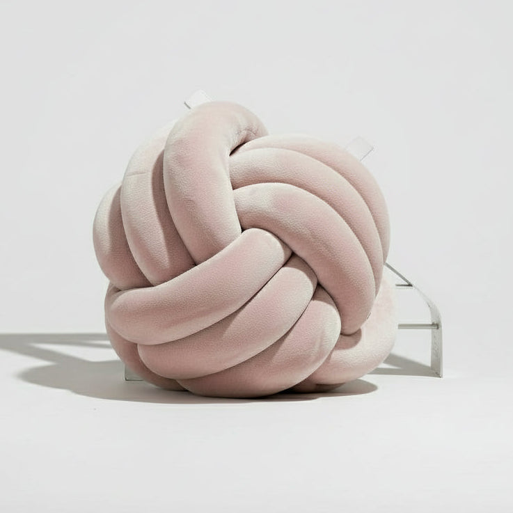 Coussin décoratif nœud velours café clair élégant