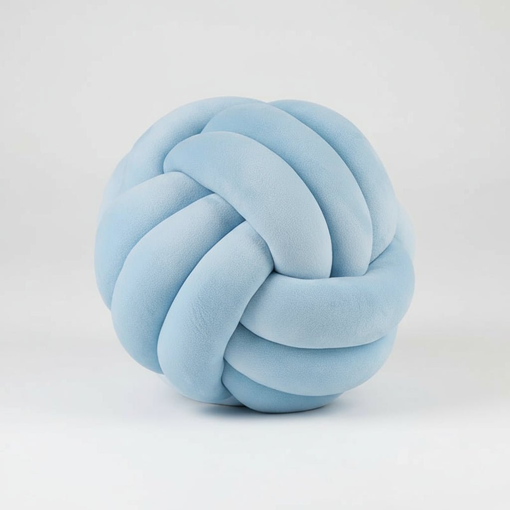 Coussin décoratif nœud velours bleu ciel  28cm