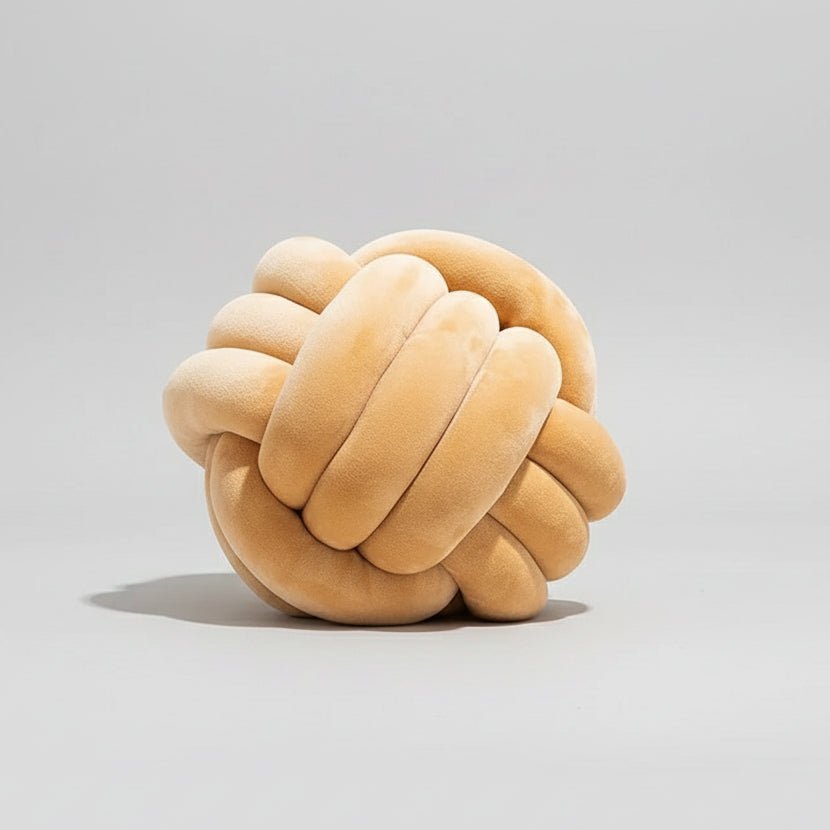 Coussin décoratif nœud velours jaune moutarde accent couleur