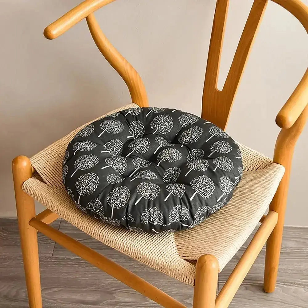 Coussin decoratif canape rond 40cm motif arbre - galette chaise antiderapante
