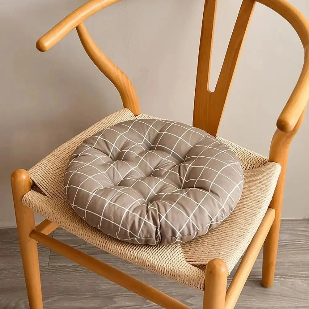 Coussin decoratif canape rond 40cm motif beige - galette chaise antiderapante
