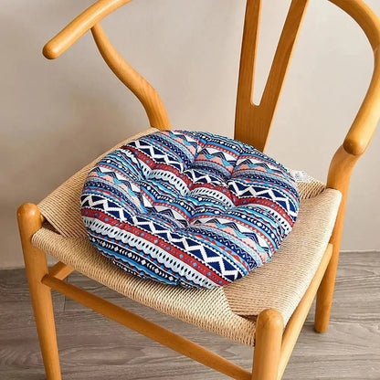 Coussin decoratif canape rond 40cm motif multicolore - galette chaise antiderapante
