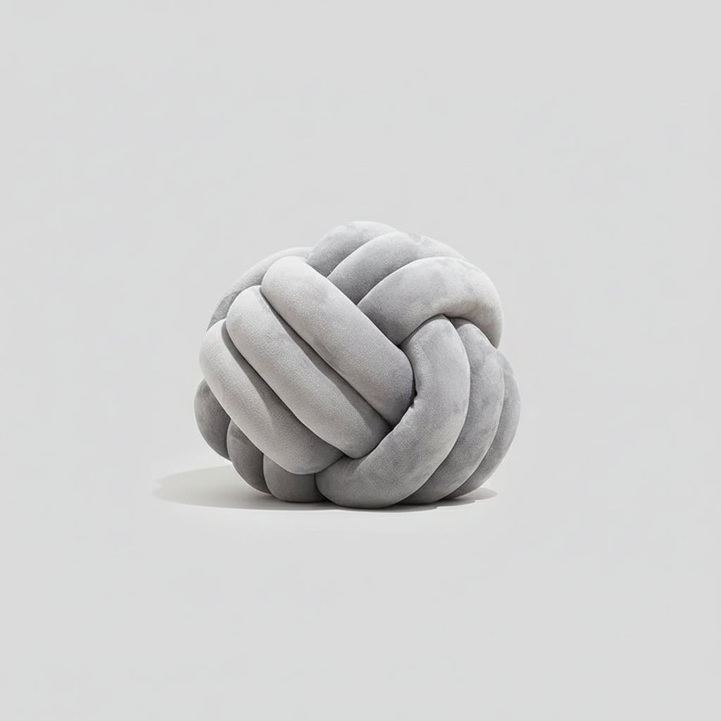 Coussin nœud velours gris pur décoration minimaliste