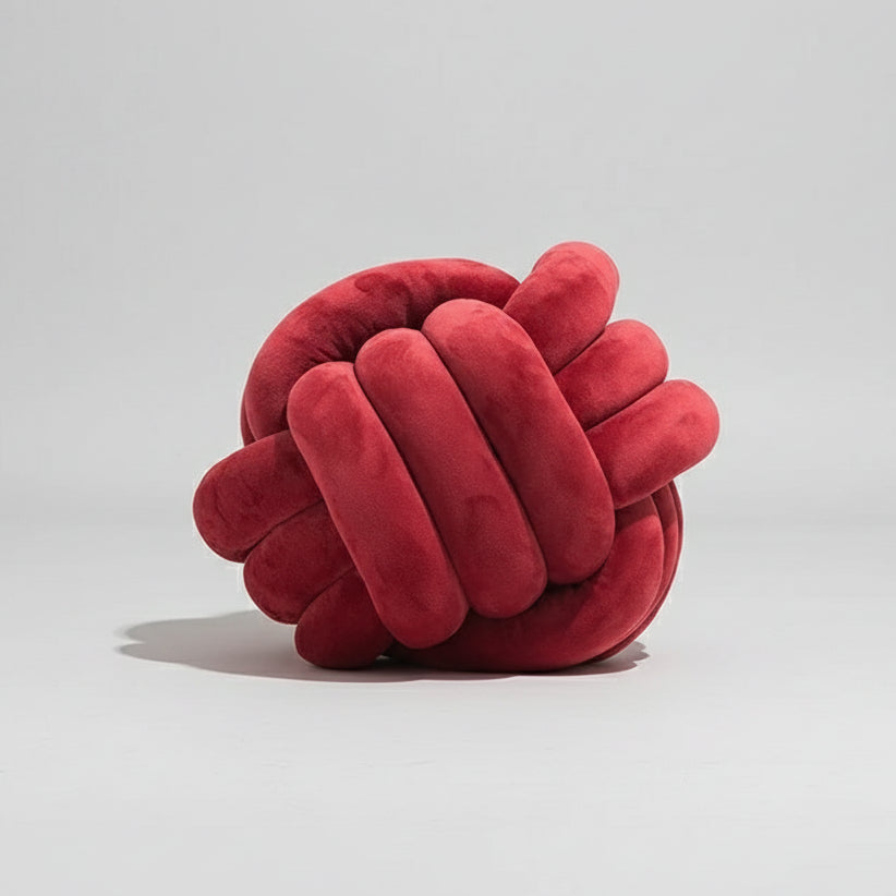 Coussin nœud velours rouge vin bordeaux sophistiqué