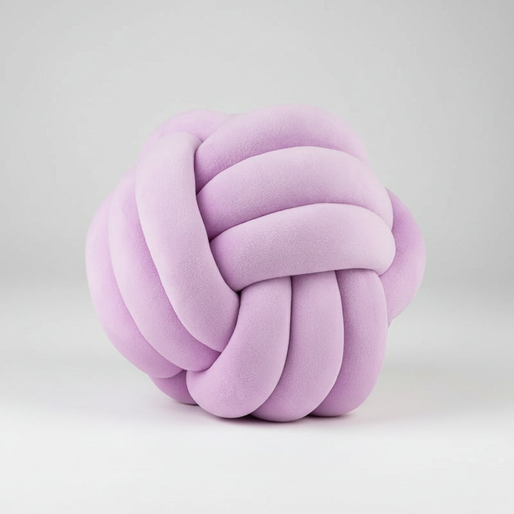 Coussin nœud velours violet vue arrière détail couture