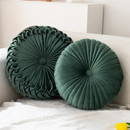 Coussin velours plissé citrouille, détail du design plissé et texture douce