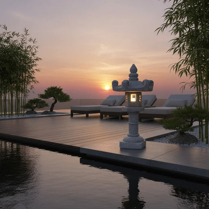 Décoration Extérieur Jardin Lanterne pagode terrasse moderne coucher soleil installation simple