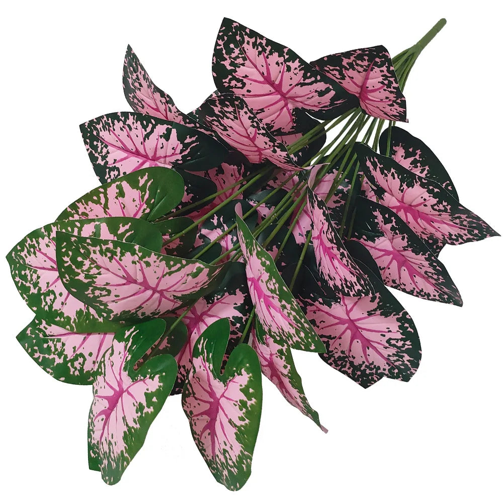 plantes artificielle extérieur roses et vertes, luxuriantes et détaillées.