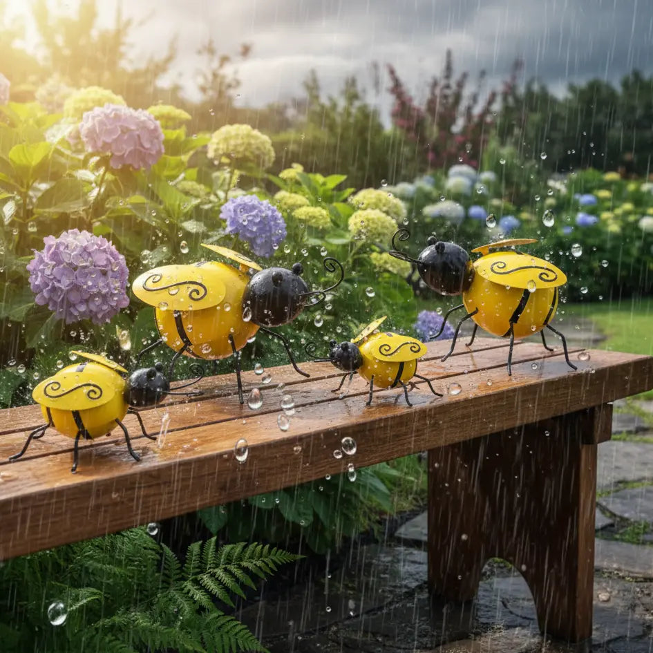 Décoration de jardin abeilles métal résistant intempéries pluie soleil UV