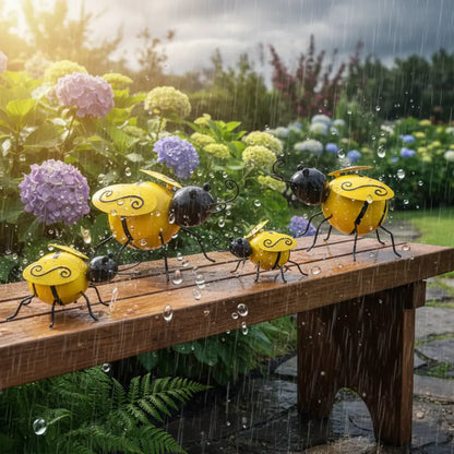 Décoration de jardin abeilles métal résistant intempéries pluie soleil UV