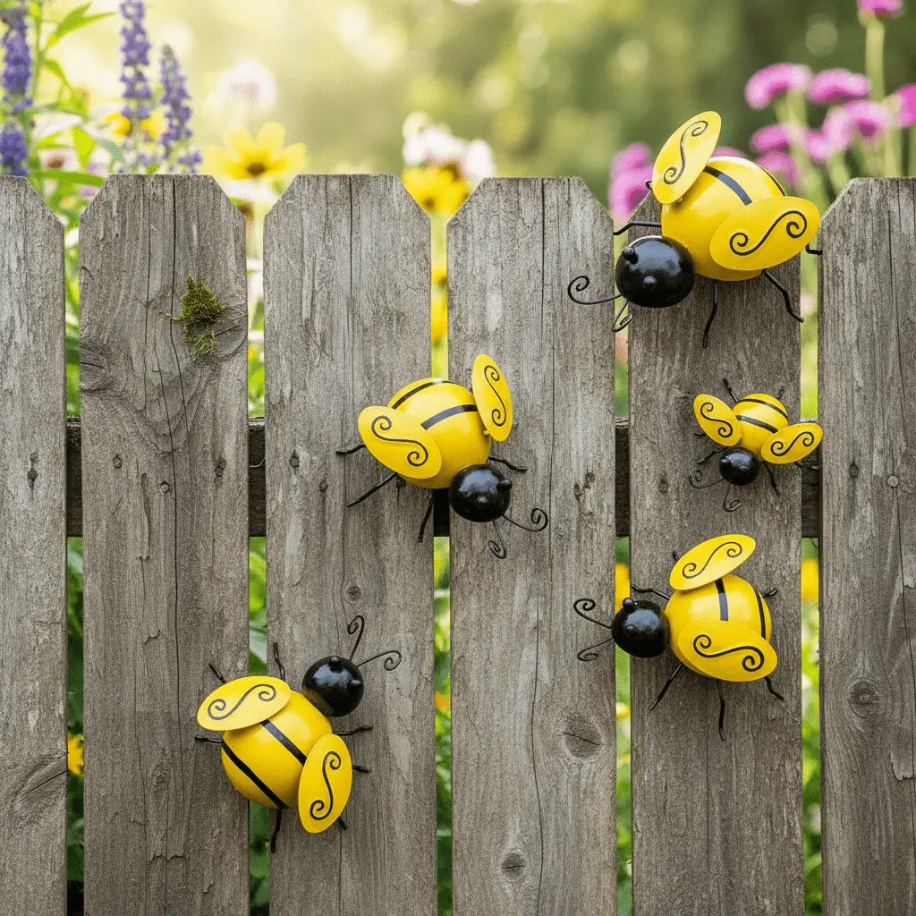 Décoration de jardin abeilles métal peint clôture ornement pollinisateur rustique